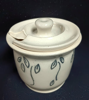 Lidded Pot with leaf/vine, 2