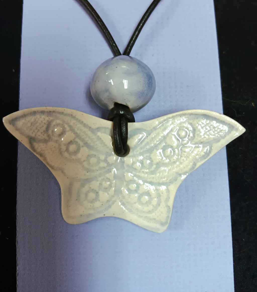Pendant, Lace Butterfly (Blue)