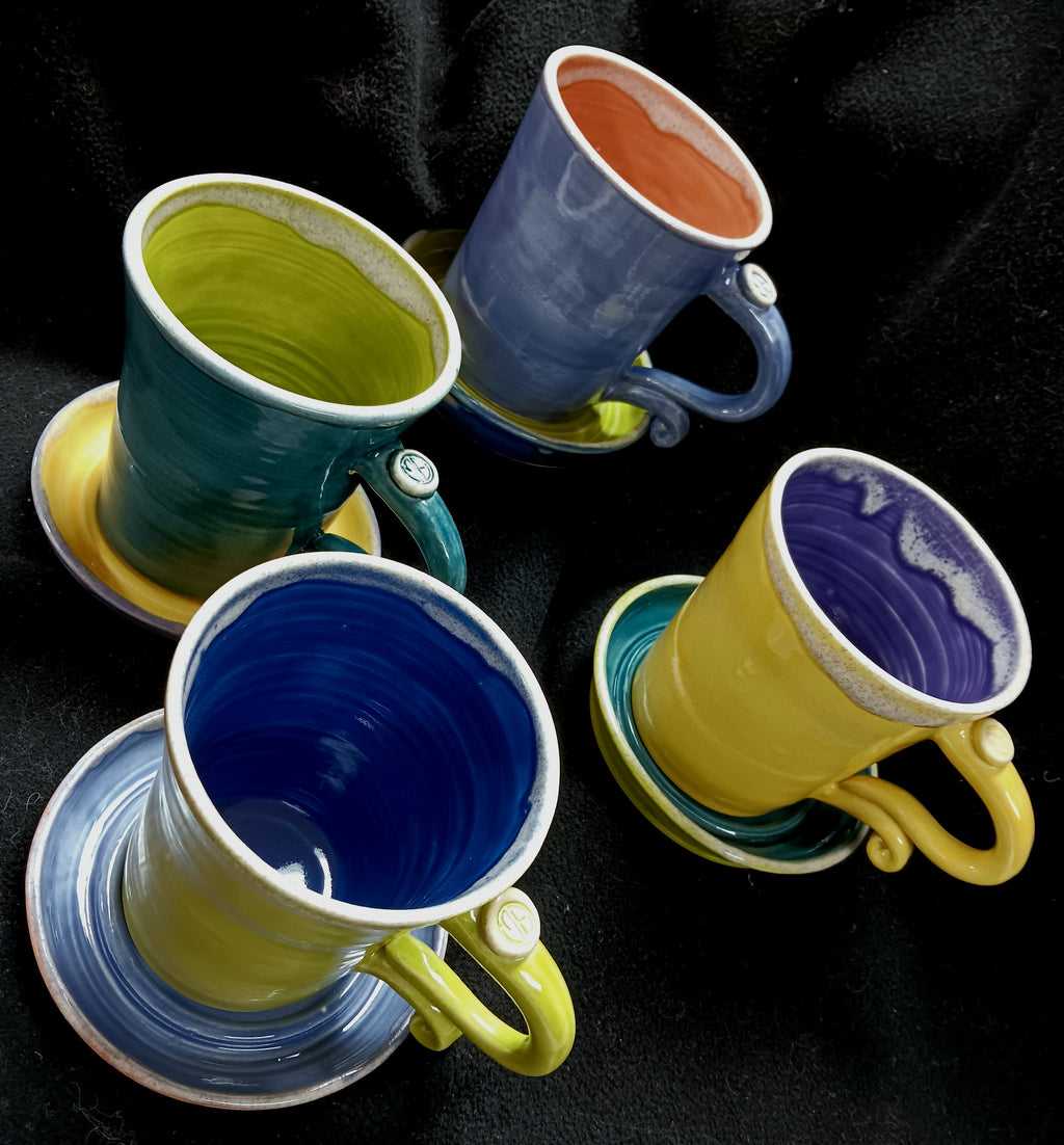 Mugs, with saucer/plate (Set of 4)