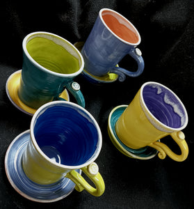 Mugs, with saucer/plate (Set of 4)