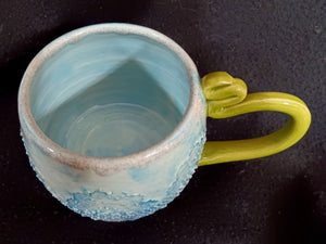 Mug, Crochet Lace texture, footed 17oz