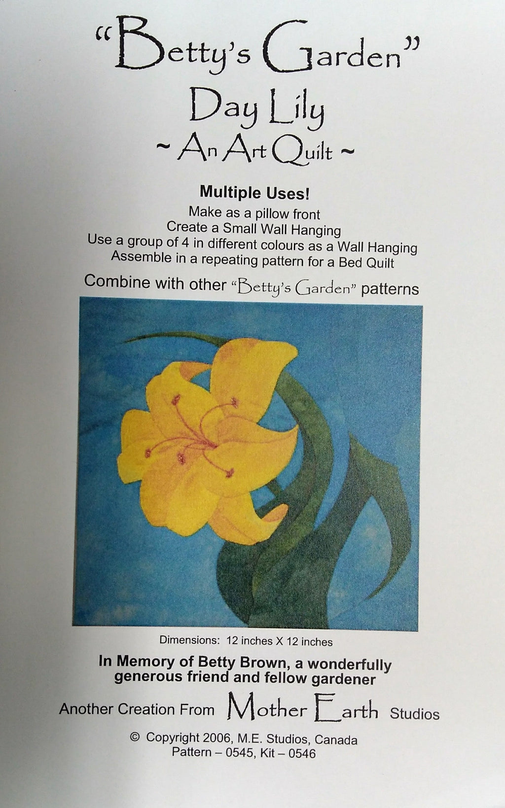 ME: Day Lily, Pattern